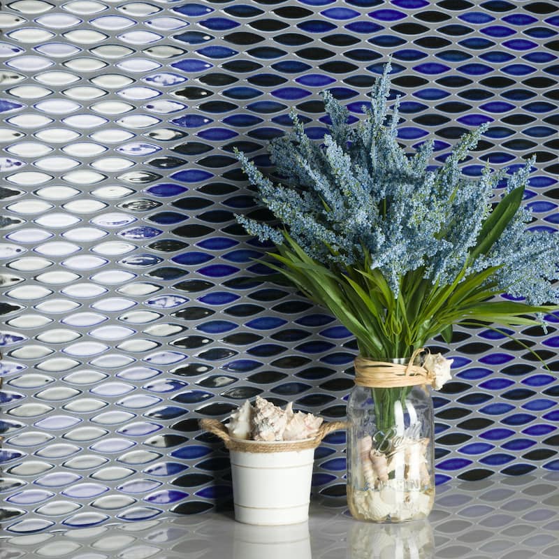 Merola Tile Pescado Glossy Azul 12" x 12-1/2" Porcelain Floor and Wall Tile