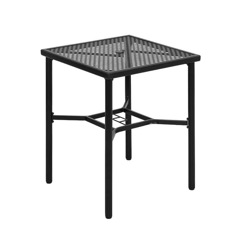 Outdoor 28 Inch Square Bar Table with Mesh Top and 1.57-Inch Umbrella Hole