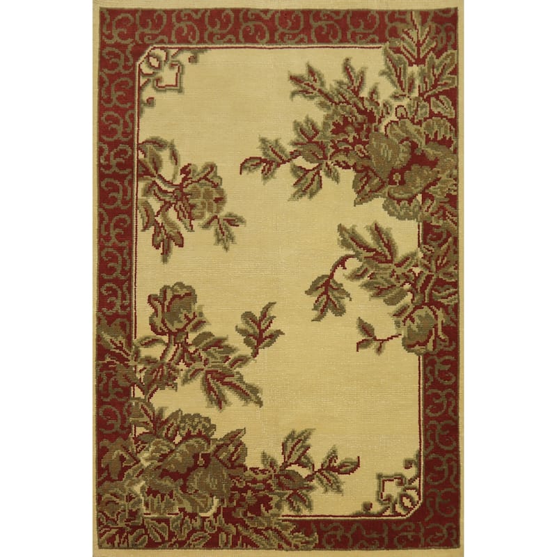 Floral Indian Area Rug 6x8 - 7' 10'' X 5' 7''