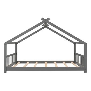 Full House Bed with Roof, Solid Wood Frame for Kids' Play and Sleep