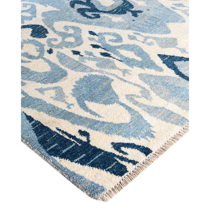 Ikat One-of-a-Kind Hand-Knotted Area Rug, Blue - 8' 0" x 10' 4"