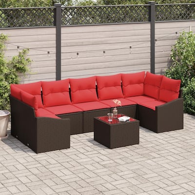 vidaXL 8 Piece Garden Sofa Set with Cushions - 113.8×48.6×27.2