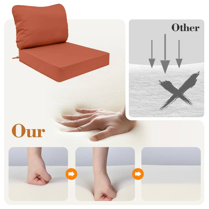 Waterproof Outdoor Deep Seat Cushion Set for Patio Furniture and Chairs