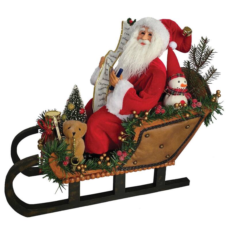 18" Santa Claus and Sleigh Christmas Figurine