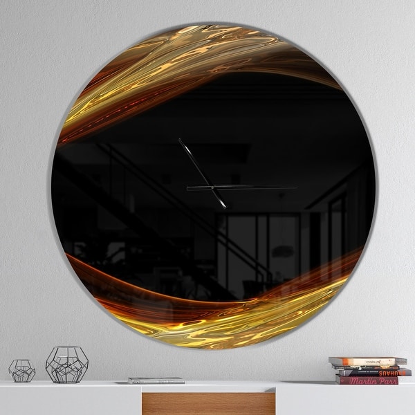 slide 2 of 10, Designart 'Red Golden Shapes in Black' Large Modern Wall CLock 36 in. wide x 36 in. high