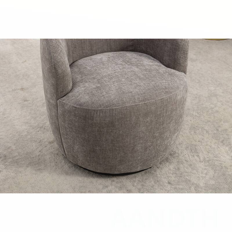 Chenille Swivel Barrel Chair