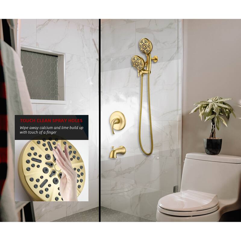 Complete Shower System with Tub Shower Faucet Set 5in Head Matte Black