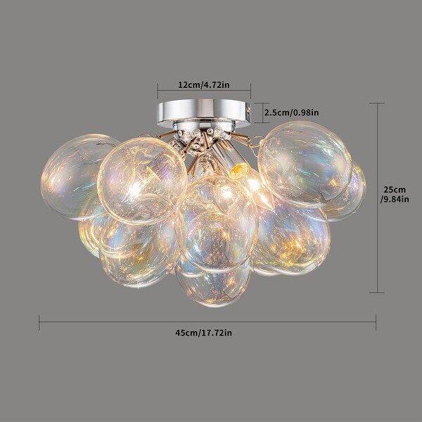 Starsky 3-Light 17in. Contemporary Glass Bubble Semi Flush