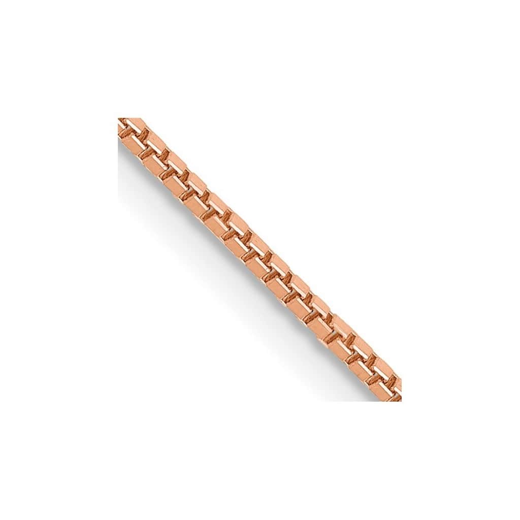 Curata 14k Rose Gold 7" Solid 1mm Box Link Chain Bracelet