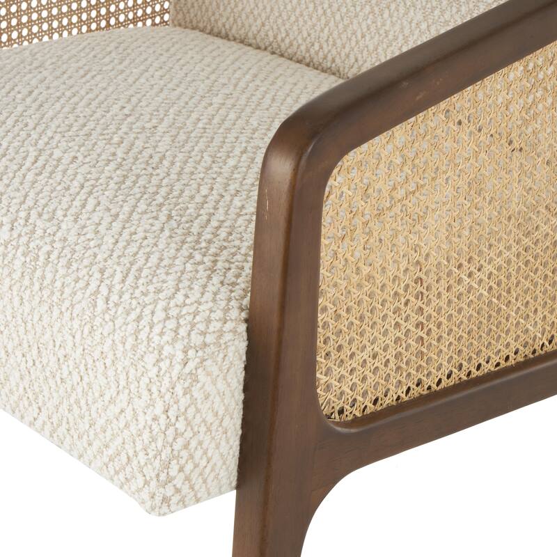 Teak Wood Handmade Mid-Century Accent Chair with Wrapped Banana Leaf Seat - Brown - Roche River Decor