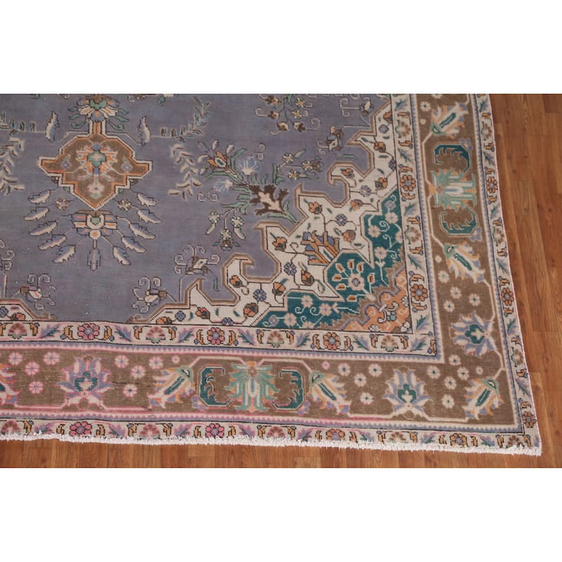 Traditional Tabriz Persian Vintage Rug Handmade Bedroom Wool Carpet - 9'7" x 12'3"