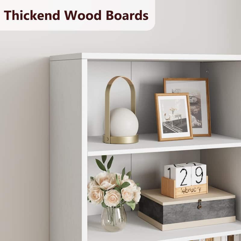 71.4" Tall Bookshelf, 4-Tier Bookcase, Book Shelf, Open Storage Shelf with Doors