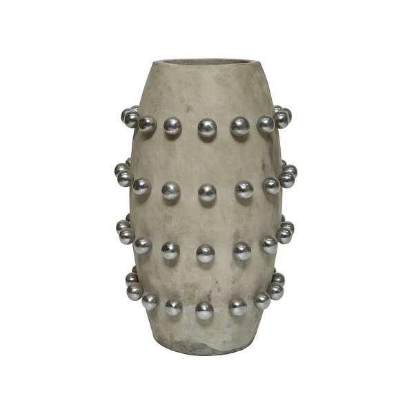 16.5 Grey Ball Waxed Concrete Vase - N/A