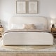 preview thumbnail 16 of 40, Christopher Knight Home - Thalassa Linen Bed Frame with Curved Headboard and Solid Wood Legs