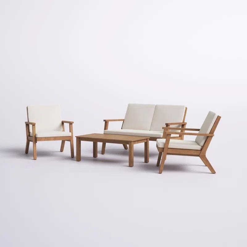 4 Pieces Patio Chat Set, Bistro Set, All-Weather Conversation Set