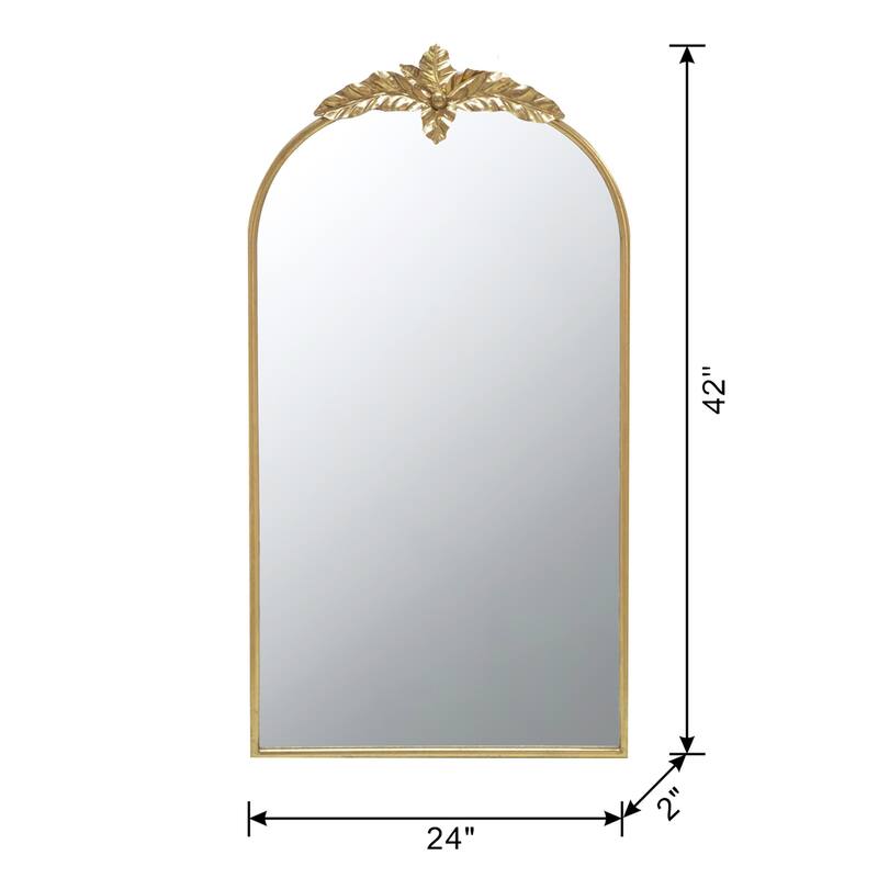 Arched Wall Mirror with Gold Metal Frame