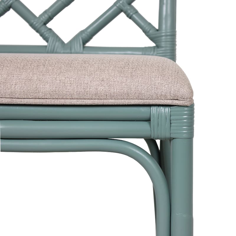Natural Rattan Handmade Chippendale Single Cushioned Bar Stool by East at Main