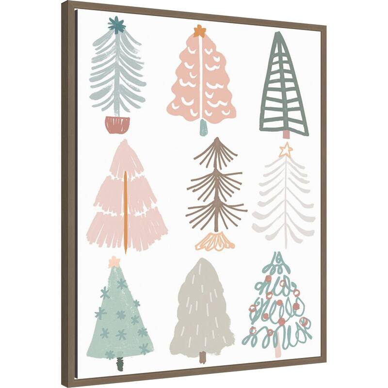 Christmas Tree Sketchbook II by June Erica Vess (23 x 28 in.), Framed Canvas Wall Art Print - Sylvie Dark Gold