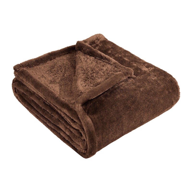Superior Solid Fluffy Fleece Blanket, Plush and All Season - Twin - Chocolate