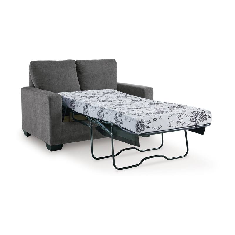 Anise Sofa Sleeper with Twin Size Pull Out Bed, Pewter Gray Polyester