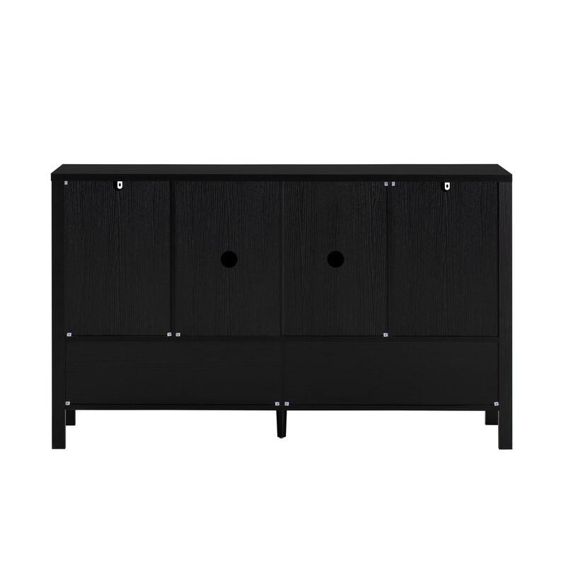 Modern 55.1" Storage Sideboard with 4-Doors, Multi Functional Buffet Table with Open Shelf and Adjustable Shelves