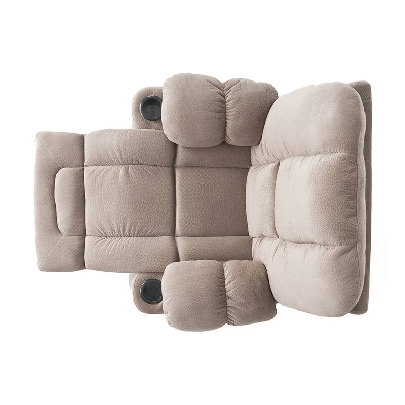 Brown Elegant Fabric Manual Recliner Chair with Dual Cup Holders, Spacious Dimensions for Maximum Comfort