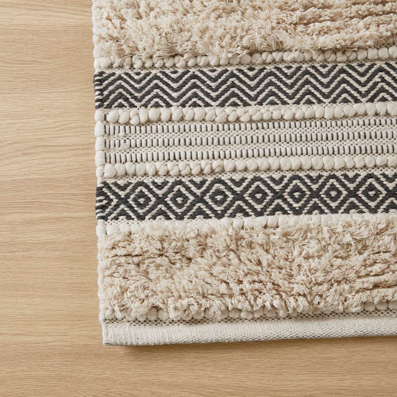INK+IVY Asher Woven Texture Stripe Bath Rug