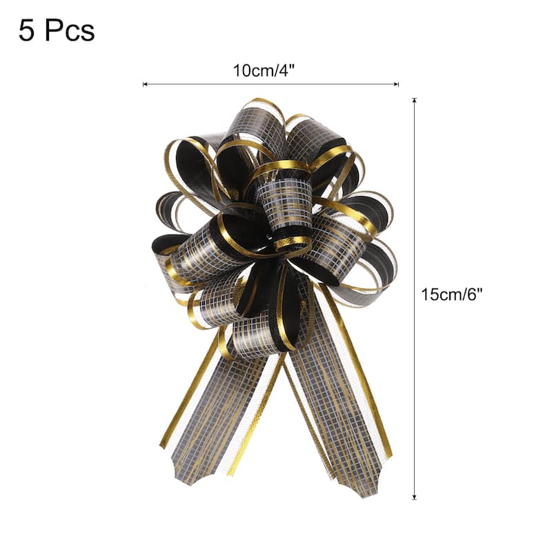 5pcs 7 Inch Large Pull Bow Gift Wrapping Bows Ribbon Organza Bows - Black - 6 Inch