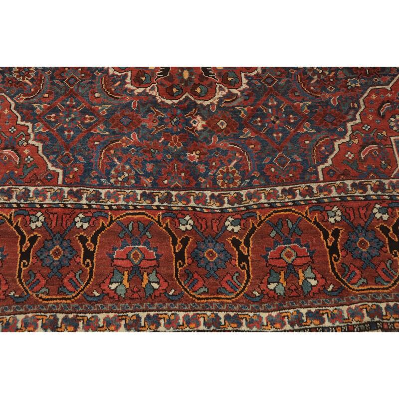 Hand Knotted Oriental 100% Wool Carpet Traditional Floral Navy Blue & Blues Qashqai Area Rug - 10' 2'' X 7' 6''