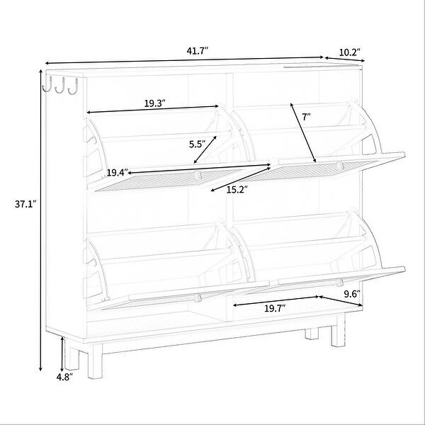 Shoe with 4 Flip Drawers, Modern 2Tier Shoe Storage Organizer
