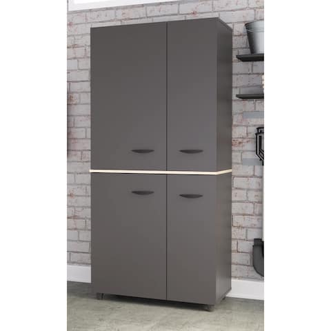 Inval Kratos Dark Grey and Maple 12-Shelf Garage Storage Cabinet