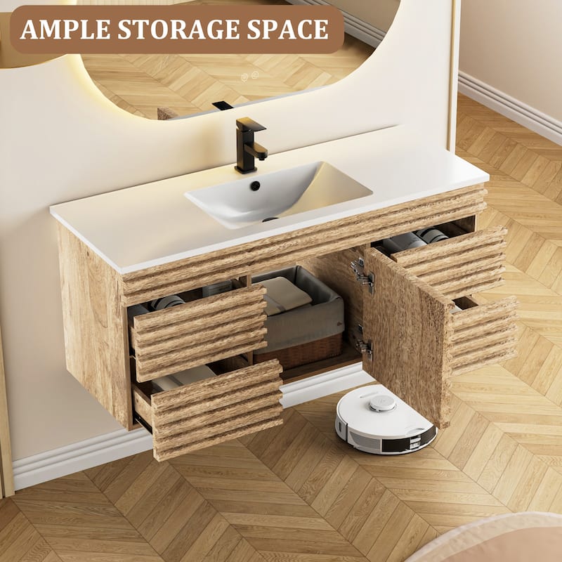 Bathroom Vanity with Drop-In Sink Wall-Mounted Storage Cabinet