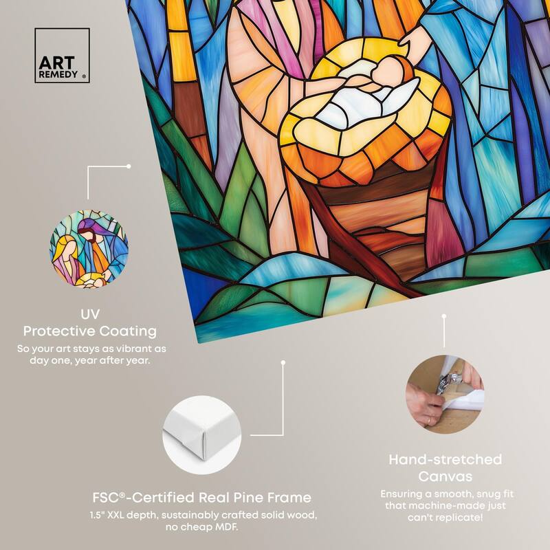 Holy Family Framed in Glass Canvas by Art Remedy, Gallery Wrapped
