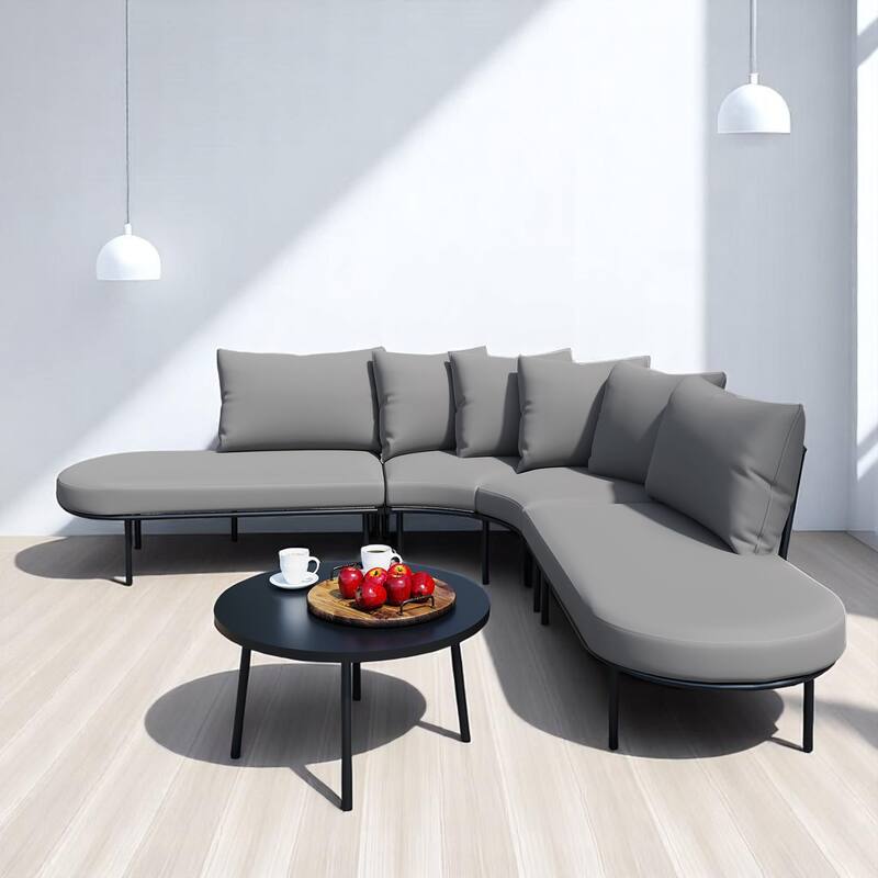 Outdoor Patio Furniture Set - 6-Piece Modular Sectional Sofa - Durable Patio Seating for Garden, Backyard