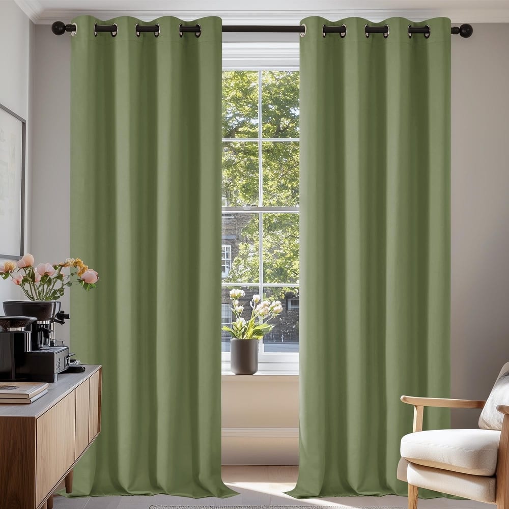 Deconovo Grommet Living Room Room Darkening Curtains (2 Panel)