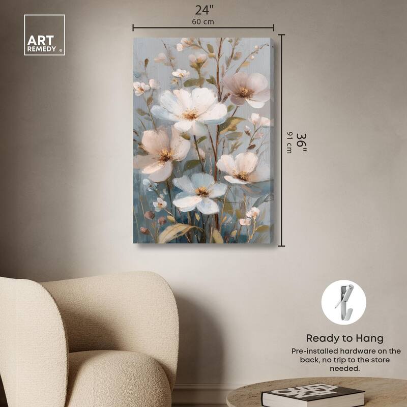 Vintage White Meadow Canvas by Art Remedy, Gallery Wrapped