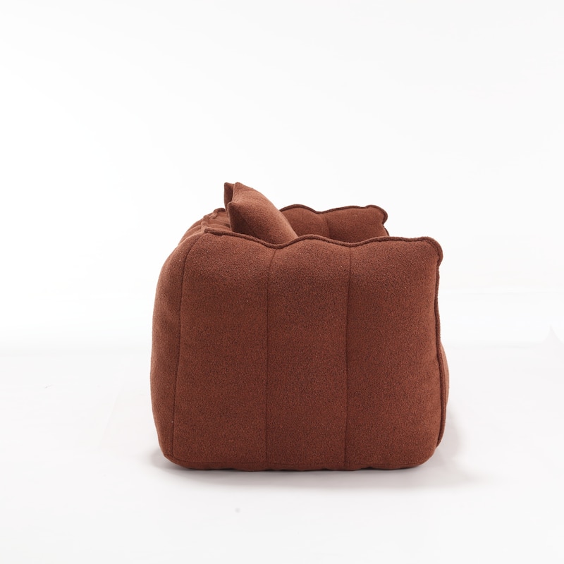 66" Chenille Square Beanbag Chair with High-Resilience Foam Core, Armrests and Handle