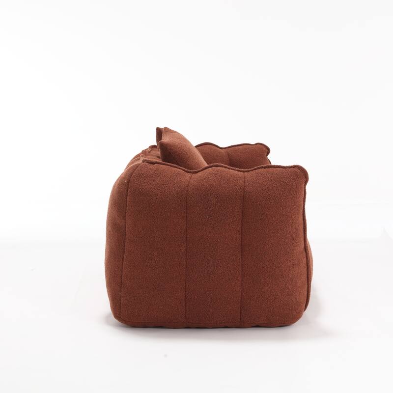 Red+Brown 65.1" Chenille Loveseat Accent Chair with Pillows