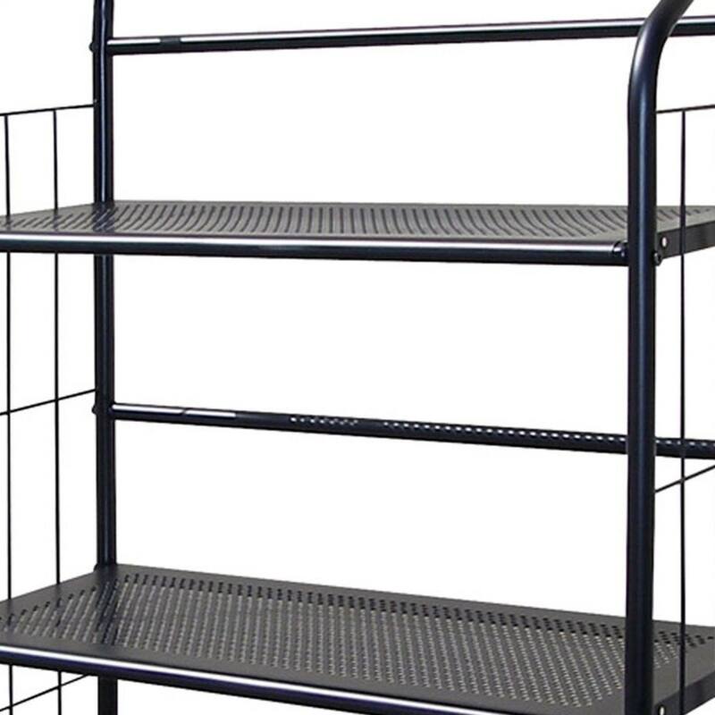 Contemporary Design Space-Saving Black Metal Vertical Bookcase for Garage Living Room or Bedroom