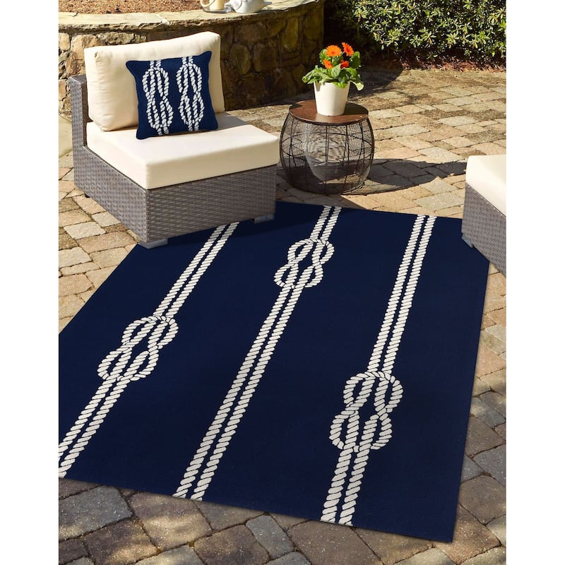 Liora Manne Frontporch Ropes Indoor/Outdoor Pillow Navy 18" Square
