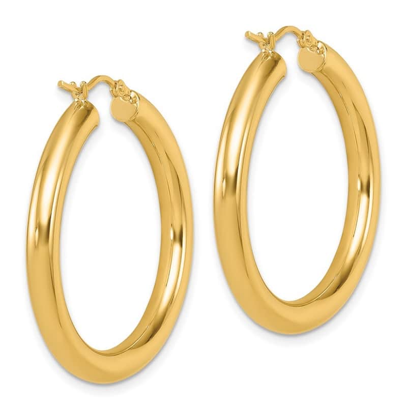 Curata 14k Yellow Gold Polished 4mmx37mm Lightweight Hoop Earrings