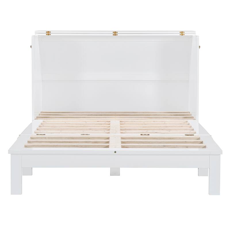 Full Size Murphy Bed with Storage Drawers, USB Ports, and Pulley Structure