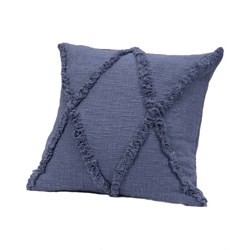 HomeRoots 18" X 18" Denim Blue 100% Cotton Zippered Pillow