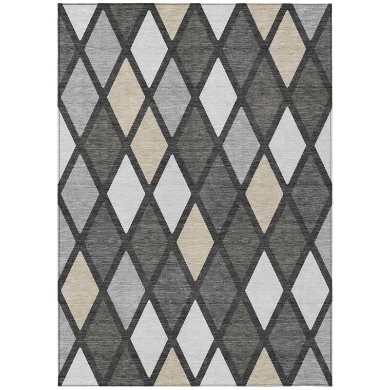 Machine Washable Indoor/ Outdoor Chantille Diamond Prism Rug