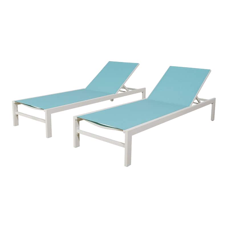 Patio Outdoor Aluminum Chaise Adjustable Recliner Lounger with Wheels