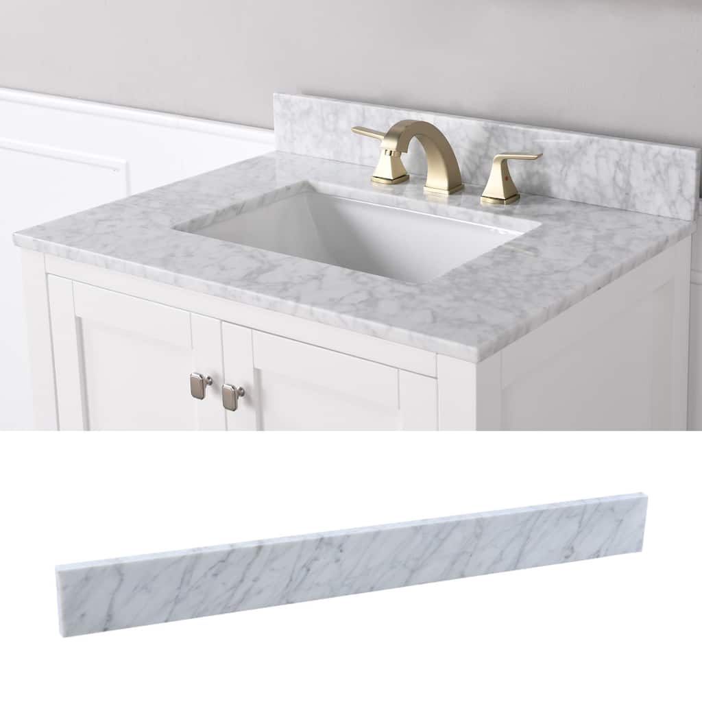 30 in. Marble Backsplash in Carrara White