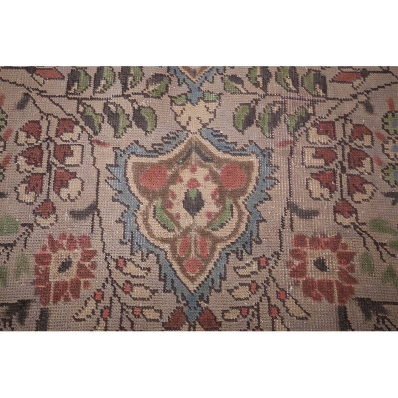 Distressed Grey Tabriz Persian Vintage Rug Hand-Knotted Wool Carpet - 7'10"x 11'0"