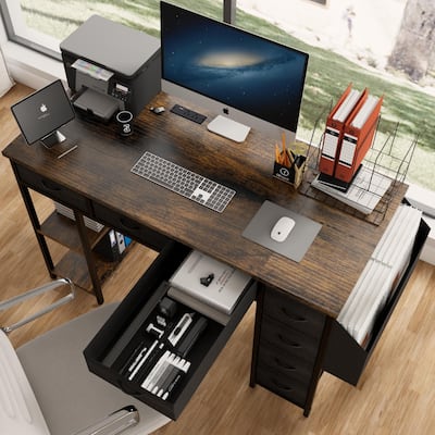 Versatile Use 47" Computer Desk With Power Outlet & Storage Space