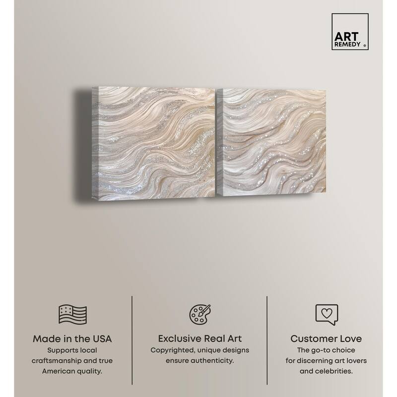 Silver Waves Set Canvas Set of 2 by Art Remedy, Gallery Wrapped