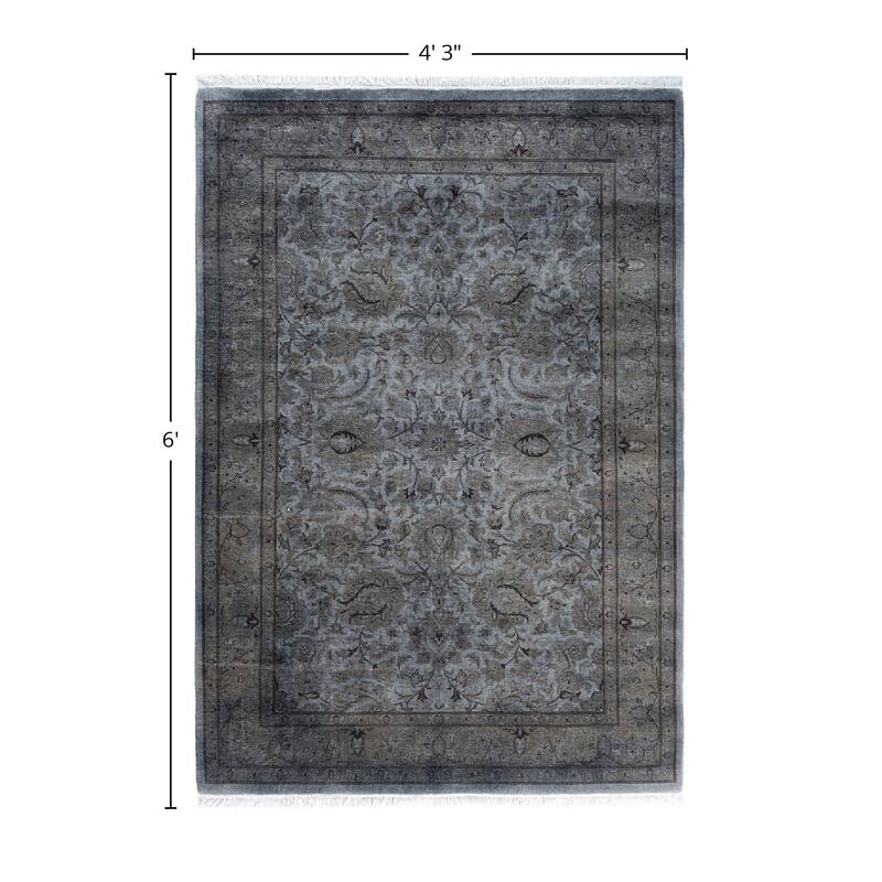 Fine Vibrance One-of-a-Kind Hand-Knotted Area Rug - Gray, 4' 3" x 6' 0" - 4' 3" x 6' 0"